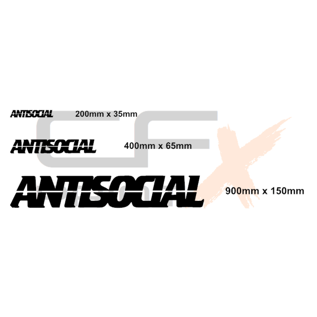 ANTISOCIAL Car Ute Windscreen decal sticker big banner JDM 1