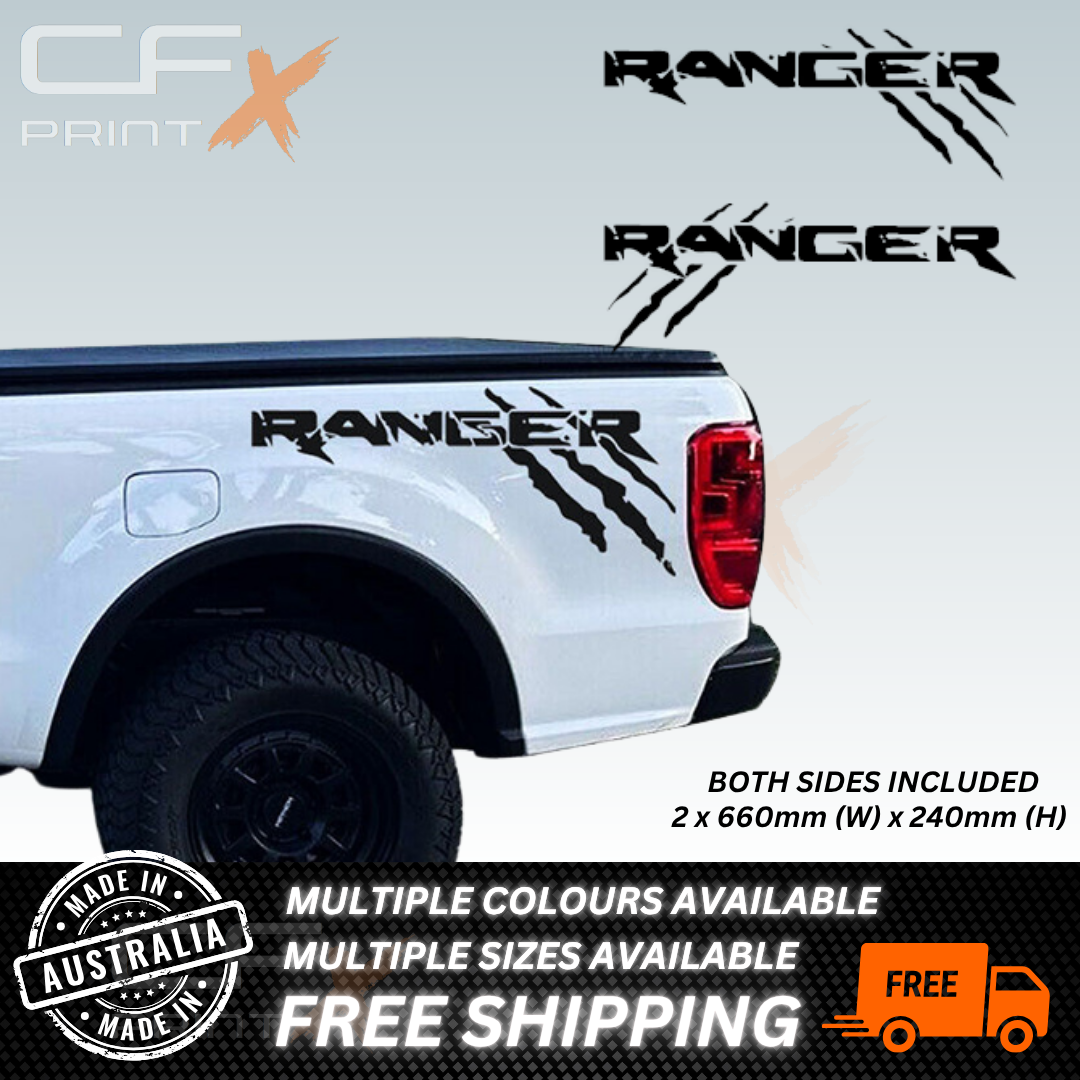 2 x FORD RANGER CLAW Stickers Decal For Car/Boat/Caravan