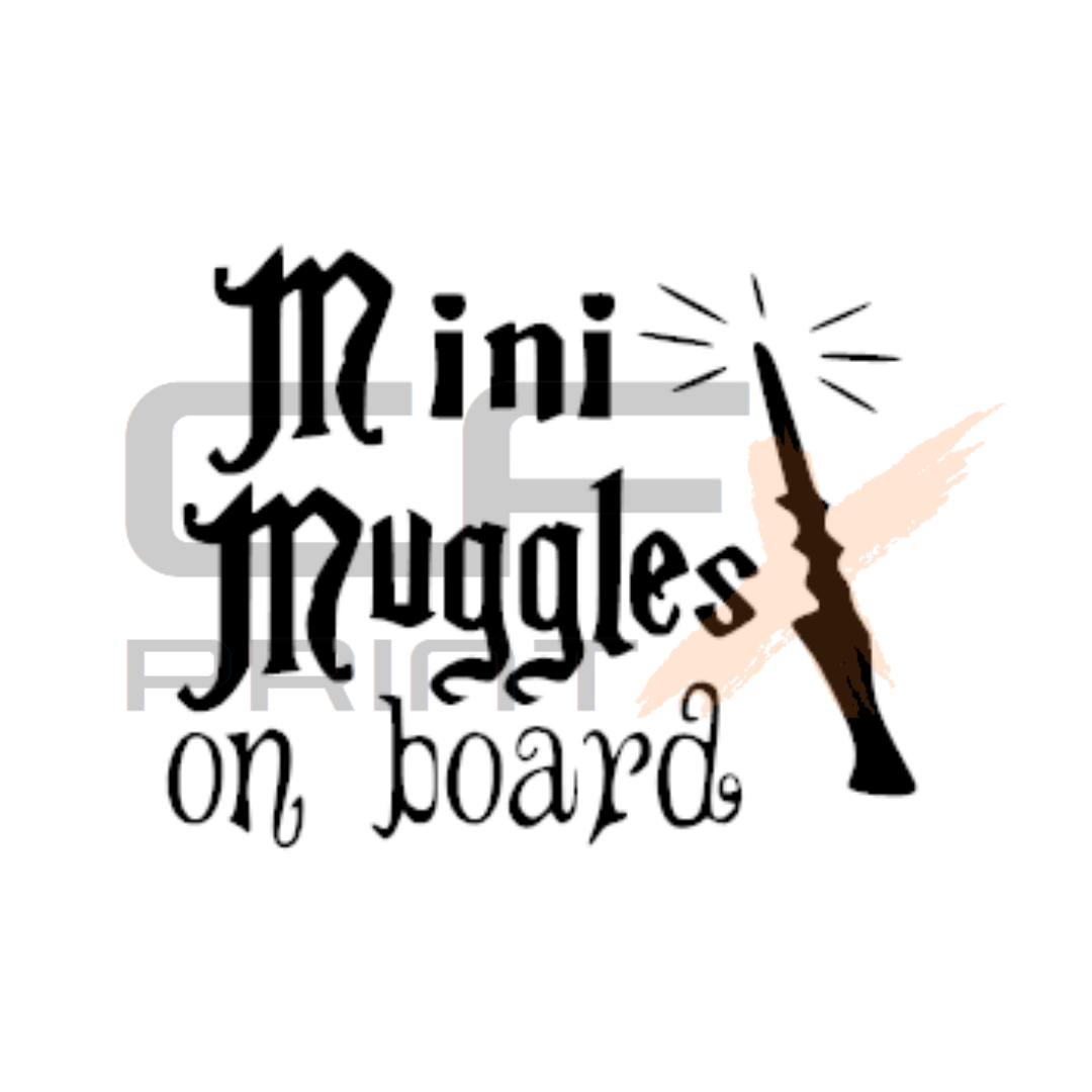 MINI MUGGLES ON BOARD Vinyl Sticker Decal For Car/Caravan/Ute