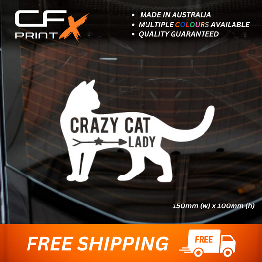 CRAZY CAT LADY Vinyl Sticker Decal For Car/Boat/Caravan