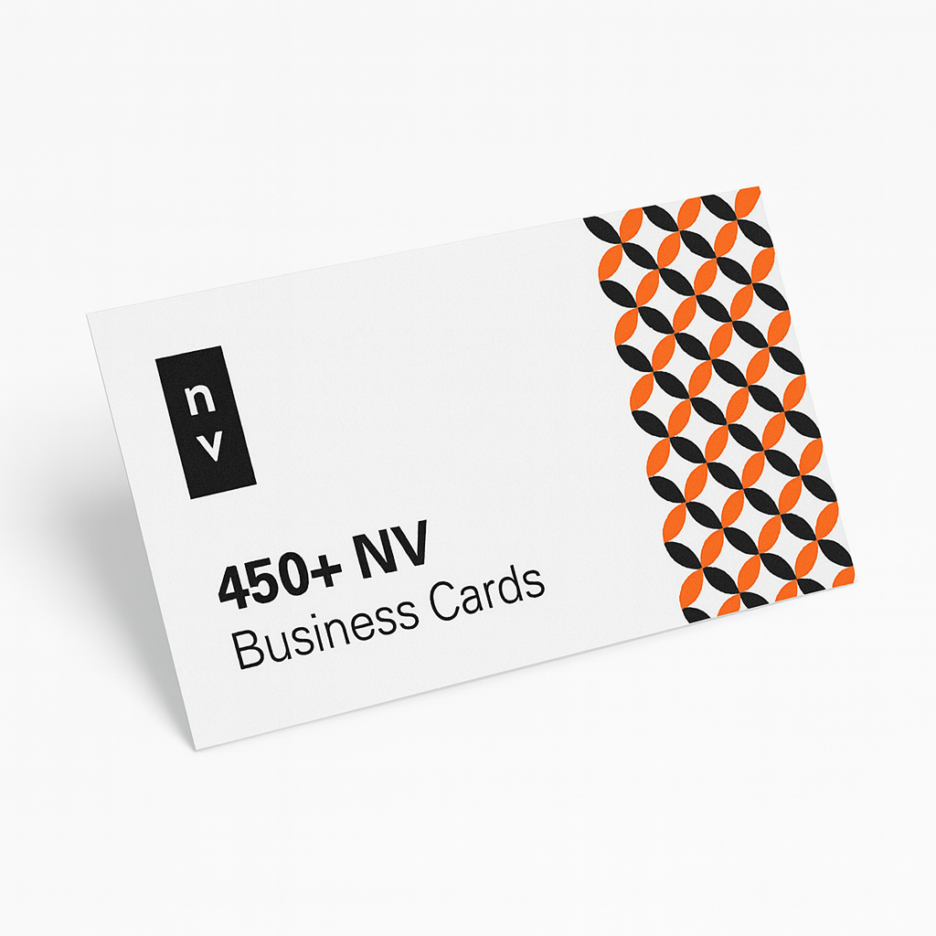 90 x 55mm 450+ NV Branding Cards NVS Print 2S + New Velvet Laminate 2S + Scodix 1S