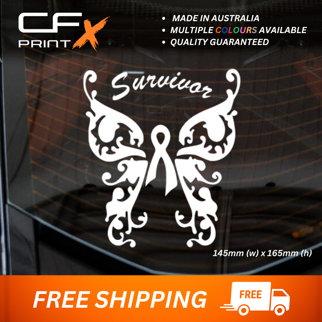 BREAST CANCER AWARENESS RIBBON SURVIVOR Vinyl Sticker Decal For Car/Caravan/Ute